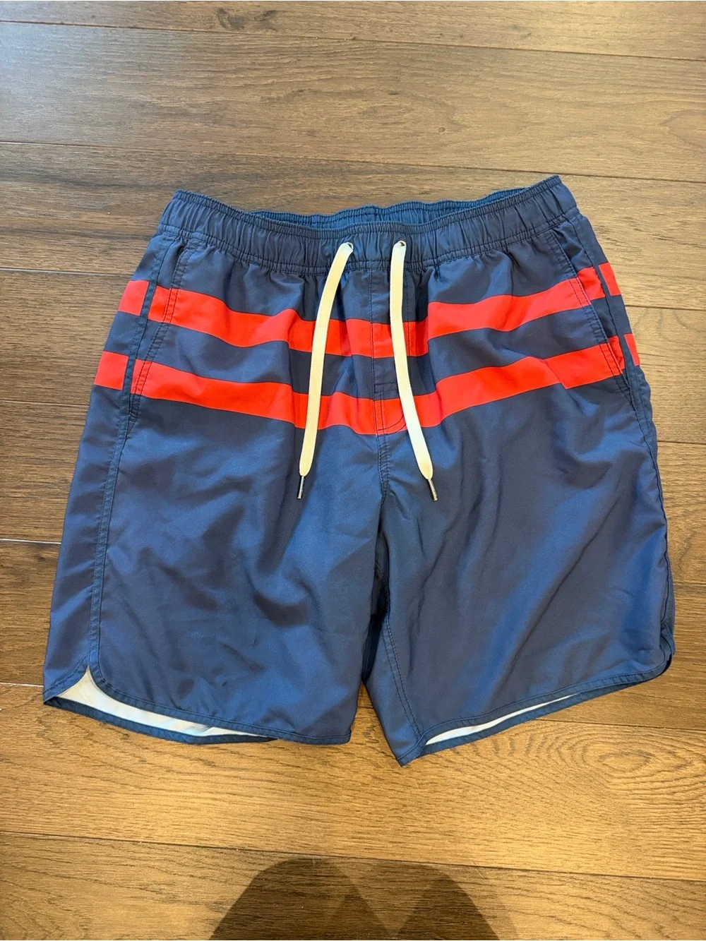Fair Harbor Anchor Swim Trunks in Blue and Red Stripes Size Large